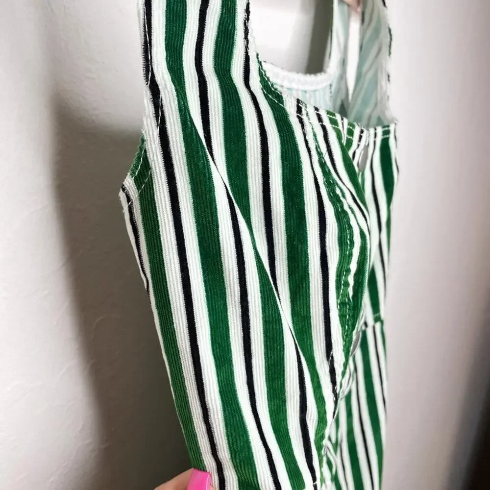 Urban Outfitters Sleeveless Striped Corduroy Snap Front Mini Jumper Dress Size 0
